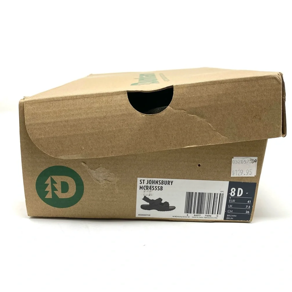 Dunham St. Johnsbury Men’s Leather Sandals Brown New in Box Removable Backstrap